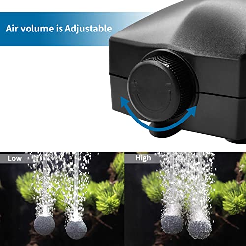 Aquarium Air Pump Single Outlet/Dual Outlet Adjustable Aerator with Accessories for 10-100 Gallon Fish Tank - style: M-300 5W (30-60gal)