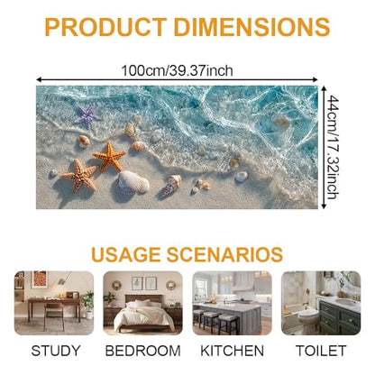 Window Privacy Film 17.3 x 39.3 Inch Seashell Beach Window Film Static Cling Decorative Window Covering for Bathroom Kitchen Decor
