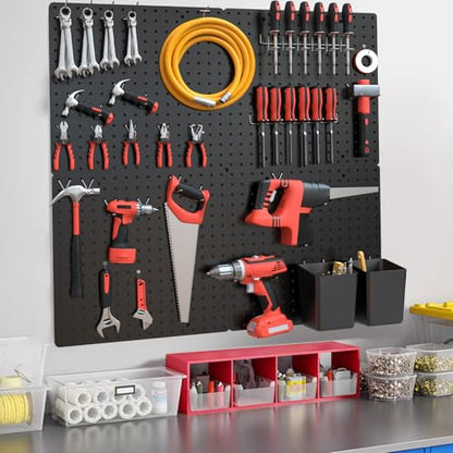 FZK Modular Plastic Peg Board Wall Organizer Kit, 12x12, Black - color: 12inch-Pegboard Kit-Black