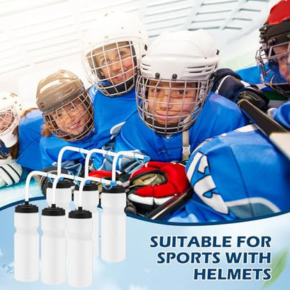 Lacrosse Water Bottles with Straw, for Hockey Football, White - color: White