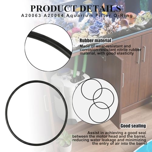 A20063 A20064 Aquarium Filter O-Rings Compatible with Fluval 304/305/306/307/404/405/406/407 Canister Filters, Motor Head Seal Ring Gasket Replacement 3 Pack