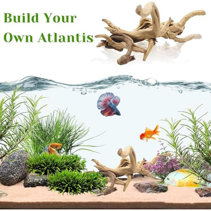 Natural Driftwood for Aquarium, 11-13 inch Reptile Branches Terrarium Wood Aquarium Trunk Driftwood Tree Fish Tank Log Decoration Pack of 2 - size: Spiderwood（7-13 inch pack of 2）