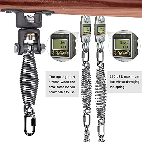 BeneLabel Heavy Bag Ceiling Mount with Spring & Chains 360° Rotation Punching Bag Ceiling Hanger with Bearings Boxing Bags Holder Hardware with 2 Wood Screws and 2 Expansion Screws - color: Hanger with 7.1" Oval Spring (440 LBs Capacity)