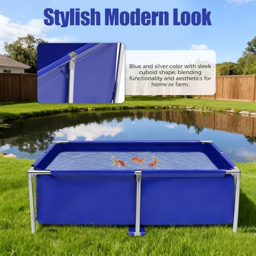 Portable Foldable Fish Tank 120 Gallon, Outdoor Indoor Canvas Aquaculture Pond with Stainless Steel Frame, Rectangular Canvas Fish Pond, Drain Valve, Koi Breeding Pond for Fish Shrimp Lobster Breeding