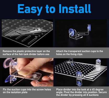Acrylic Aquarium Divider with Suction Cups, 28x40cm Fish Isolation Grid for Breeding & Separating Sick Fish - Durable Isolation Board for Large Tanks
