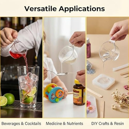 2 Pack Small Measuring Cup 2 oz/60ml Mini Measuring Cup Clear 2oz Measurings Cups for Kitchen Laundry DIY Beauty Mixing with tsp/Tbsp/oz/ml Markings
