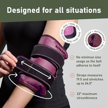 Medium Gel Ice Pack Wrap with Straps, Stretchable 8" x 23" | Hot and cold gel ice pack for pain relief, tennis elbow, ankle, foot & hand, iwith straps hold pack securely in place, purple - size: Medium, style: Purple