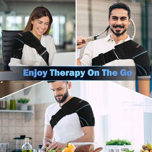 Comfytemp Shoulder Ice Pack Wrap, Shoulder Brace Rotator Cuff Cold Therapy - color: Black - 2 Gel Pack + 1 Brace