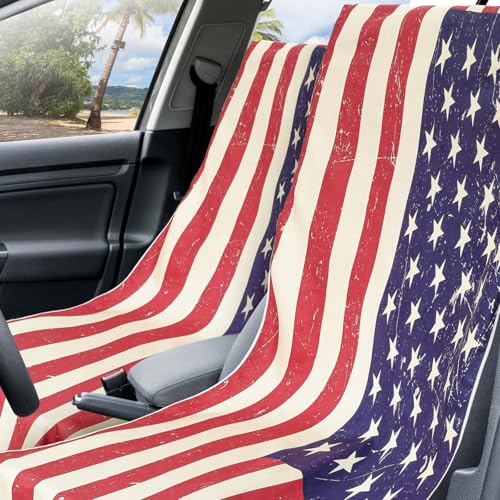 Hahafelt 2 Pack Car Seat Towel Cover with Storage Bag, American Flag - style: American Flag