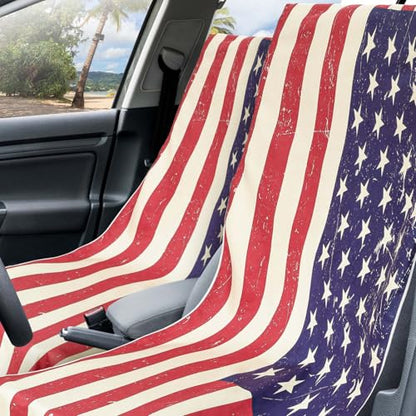 Hahafelt 2 Pack Car Seat Towel Cover with Storage Bag, American Flag - style: American Flag