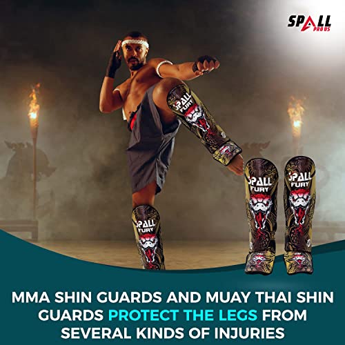 MMA Shin Instep Pad Kick Thai Pad Kick Boxing Guard Protector Leg Foot Guard(Gold Black-XL)