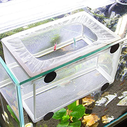 Large Breeder Net for Fish Tank Fish Hatchery Separation Net Mesh Fish Breeding Box with Suction Cup for Aquarium