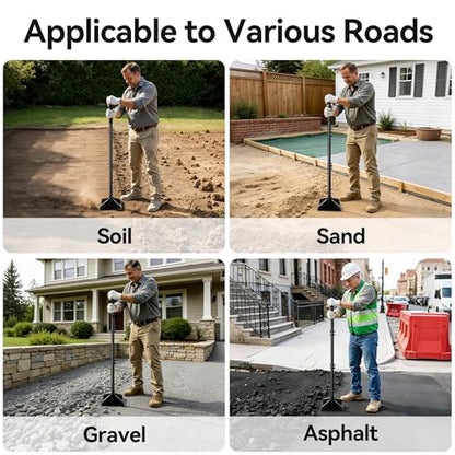 Heavy Duty Steel Tamper, 48" Handle Tamper with Comfortable Rubber Grip, 10×10" Garden Tamper Tool for Soil, Gravel, Asphalt & Lawn - size: 10*10
