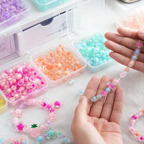 Bead Organizer Box, 46Pcs Small Bead Organizers and Storage Plastic Cases, Mini Clear Storage Containers Boxes with Hinged Lid for Diamond Painting Accessories Seed Jewelry Crafts