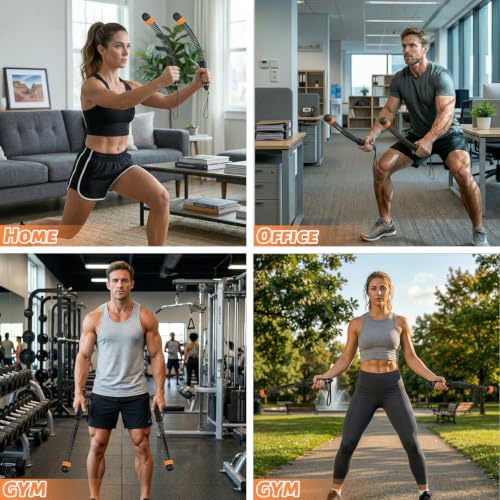 Black Cordless Battle Ropes, Adjustable Weight for Men & Women