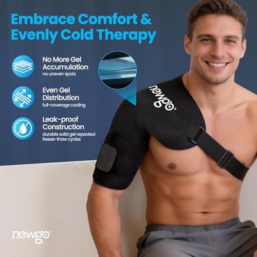 NEWGO Shoulder Ice Pack Rotator Cuff Cold Therapy, 45-Min Long-Lasting, XL | Ice Grid Design for Even Coverage, Flexible Cold Compression Wrap, Soothes Post-surgery, Muscle Tension, and Swelling - size: XL