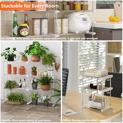 BLULEE Expandable Under Sink Organizer - 3D Adjustable Stackable Storage Shelves,Modular Cabinet Rack Around Pipes for Kitchen Bathroom