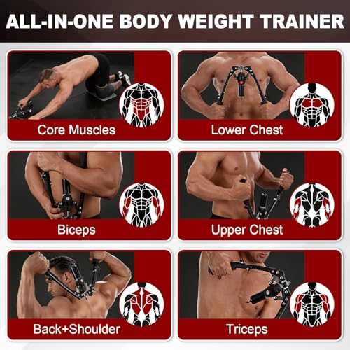 Training Twister Arm Trainer, 3 in 1 Hydraulic Power Chest Workout Equipment with Ab Roller Wheels and Hooks, 22-440lbs for Men Women, Home Gym Equipment for Full Body Strength Training