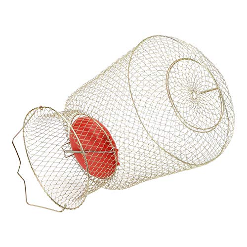 Portable Fishing Cage, Fish Basket Large Load Bearing Stainless Steel with Floating Bowl for Fishing(33cm in diameter)