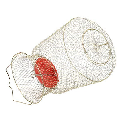 Portable Fishing Cage, Fish Basket Large Load Bearing Stainless Steel with Floating Bowl for Fishing(33cm in diameter)