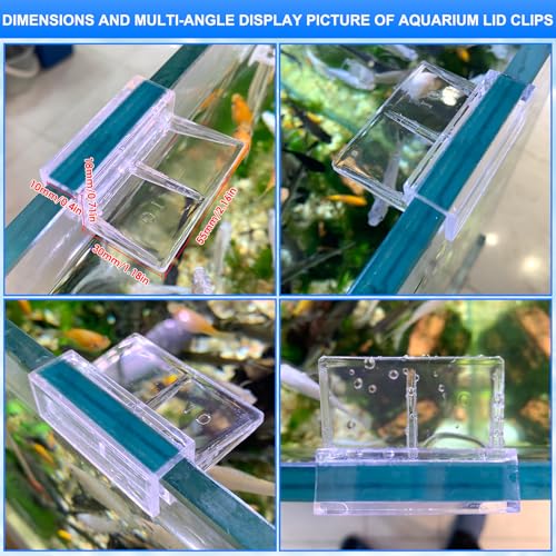 12pcs Transparent Aquarium Lid Clips,Rimless Fish Tank Glass Cover top Support,Aquarium Hood Holder, Aquarium top Clips,fit 8-10mm Thickness Glass - size: 12pcs 8-10mm clips