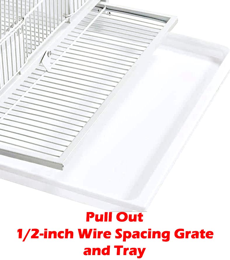 Single Sturdy Stackable Center Divided Breeder Breeding Bird Flight Double Rolling Cage for Aviaries Canaries Cockatiels Finches Budgies Small Parrots Single Story