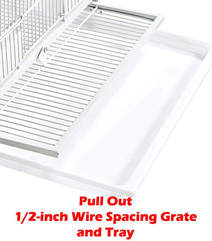 Single Sturdy Stackable Center Divided Breeder Breeding Bird Flight Double Rolling Cage for Aviaries Canaries Cockatiels Finches Budgies Small Parrots Single Story