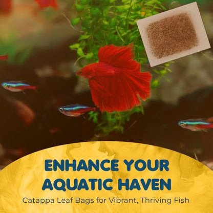 SunGrow Catappa Bags for Bettas, All The Benefits Without The Mess, Helps Mend Fins and Gills, Encourages Reproduction, Adds Beautiful Amber Color to Water, 10 pcs
