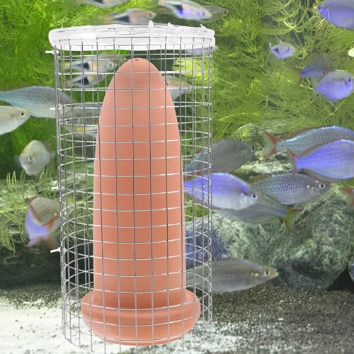 ULTECHNOVO Ceramic Angelfish Breeding Cone 9.05" x 3.93" – Isolation Net Egg Catcher for Aquarium, Easy-Clean Spawning Barrel for Angelfish & Discus