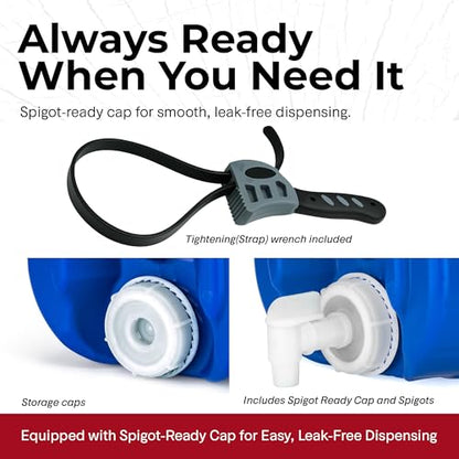 Legacy Food Storage Emergency Water Storage Containers, Long Term 5 Gallon Water Tank - 6 Stackable Food Grade Tanks Included, for Camping, Prepping, Survival - 30 Gallon Total Capacity - size: 6 Tanks (30 Gallons), style: With Water Treatment