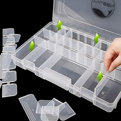 Fishing Tackle Boxes - 3600 3700 Tackle Box Plastic Storage Organizer Box with Removable Dividers - 2packs/4packs Tackle Trays - Included 2pcs of Extra Clip