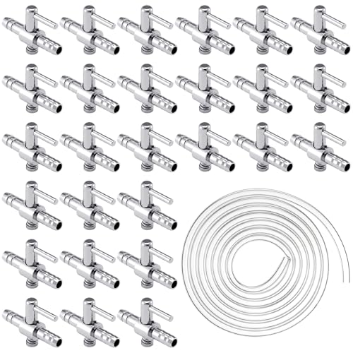 20pcs Aquarium 1 Way Thread Valves Air Flow Control Valves with 1 Aquarium Airline Tubing 6.5 Feet Standard 3/16" Air Hose for Fish Tank