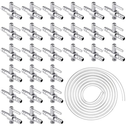 20pcs Aquarium 1 Way Thread Valves Air Flow Control Valves with 1 Aquarium Airline Tubing 6.5 Feet Standard 3/16" Air Hose for Fish Tank