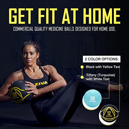 ZIVA Medicine Ball – Durable Rubber Weighted Ball with Easy-Grip Textured Shell for Core, Balance and Strength Training – Commercial Quality (Black, 4–20 lb) - style: 4lb Black