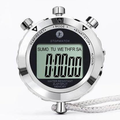 Stopwatch Timer, Digital Stop Watch with 0.01second & 0.001second Timing, Metal 10/100/400 Laps Memory, Rolilink Large dispaly Alarm Clock for Coach Sports Running Marathon - color: 2 Lap With Backlight-metal
