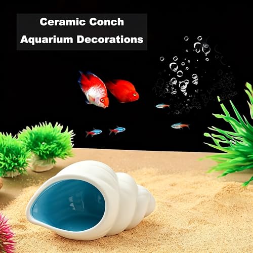 Ceramic Conch Betta Tank Decor,Beach-Themed Aquarium Hideout | For Bettas, Axolotls, Shrimp & Hamsters,Easy to Clean,Fits Small/Medium Tanks/Cages,or Decorative desktop jewelry organizer