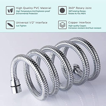 79 Inch Expandable Shower Hose Extra Long ，Bathing Toilet Cleaning, Adjustable Holder Mount and Stainless Steel Shower Hose for Handheld Shower Head, shower hose and holder, Chrome