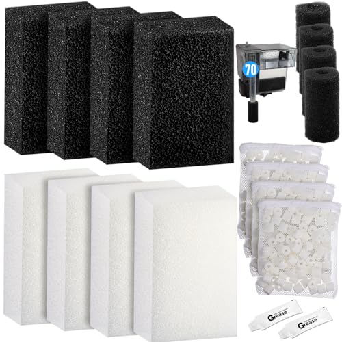 22 Pcs/4 Set of Three-Stage Filtration Fish Tank Filter Compatible with Aquaclear 70 Power Filter, Maintenance Kit, Foam Pads, Mesh Bags, Ceramic Rings, for 40- to 70-Gallon Aquariums - style: Aquaclear 70