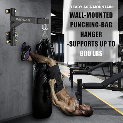 BaiYuan Heavy Bag Hanger - Adjustable Wall Mount Punching Bag Hanger - size: W:17"-27"