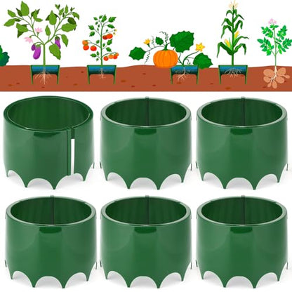 6 Pcs Grow Planting Rings 7 Inch Water Saver Irrigate Green Round Planting Rings Circular Landscape Edging Kit for Deep Watering Veggies Herbs Flowers Trees and Garden Plants