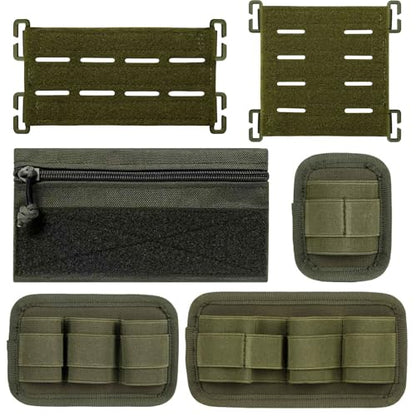 6 Piece Tactical Bag Insert Pack, Modular Elastic Loop Panel Organizers Pouch Insert Attachment with Hook Backed Fastener for Backpack Accessories
