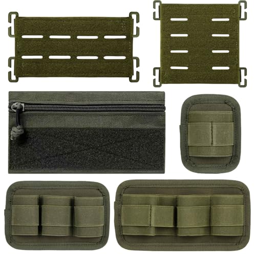 6 Piece Tactical Bag Insert Pack, Modular Elastic Loop Panel Organizers Pouch Insert Attachment with Hook Backed Fastener for Backpack Accessories