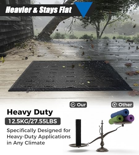 47"x35" Outdoor Rubber Floor Mats, Non-Slip Commercial Restaurant Mat, Heavy Duty Kitchen Drainage Mats for Outside, Industral, Pool, Entrance, Bar, Wet Area,Oil Proof