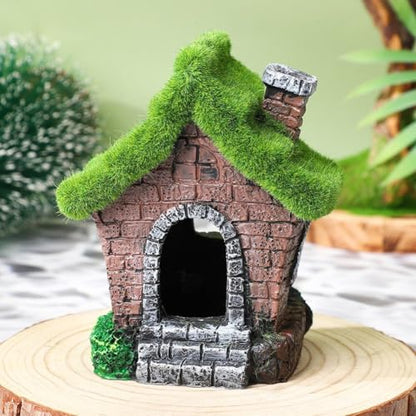 2pcs Fish House Aquarium Decoration Figurine Hide Cave Hut Micro Landscape Decor Fish Tank Ornaments for Garden Yard Bonsai