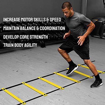 TNZMART Agility Ladder Speed Ladder 10FT 20FT Training Equipment for Football Soccer Basketball with Carrying Bag