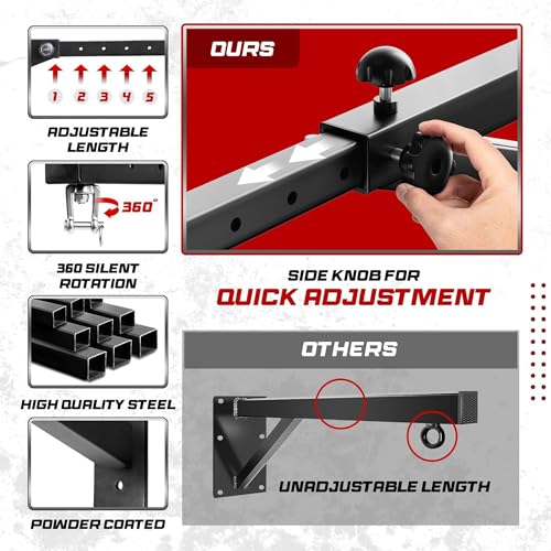 Yes4All Punching Bag Hanger, Stainless Steel Swivel Chain with 4 Snap Hooks for Heavy Bag, Gym Swing, Trapeze, and Hammock - color: A. Adjustable Wall Mount
