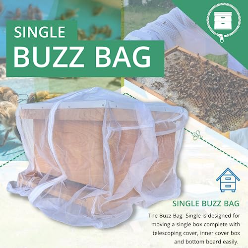 The Mesh Bag Designed for Beekeepers to Move Bees Safely and Securely with High Strength Mesh, YKK Zipper and Safety Lock Stiching - Single Box - size: Buzz Bag Single