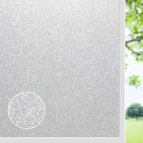 Window Privacy Film, Frosted Glass Window Film, Glass Door Privacy Film, Static Cling Vinyl Glass Stickers for Window Tint for Home Bedroom Bathroom Anti-UV(23.6 x 78.7 Inch, Bling) - color: Bling, size: 23.6 x 78.7 Inch