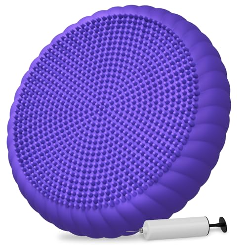 Wobble Cushion with Inflation Pump - Wiggle Seat Balance Disc - color: Purple