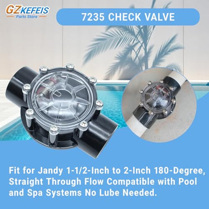 7235 Check Valve Replacement for Jandy 1-1/2-Inch to 2-Inch 180-Degree, Straight Through Flow Compatible with Pool and Spa Systems